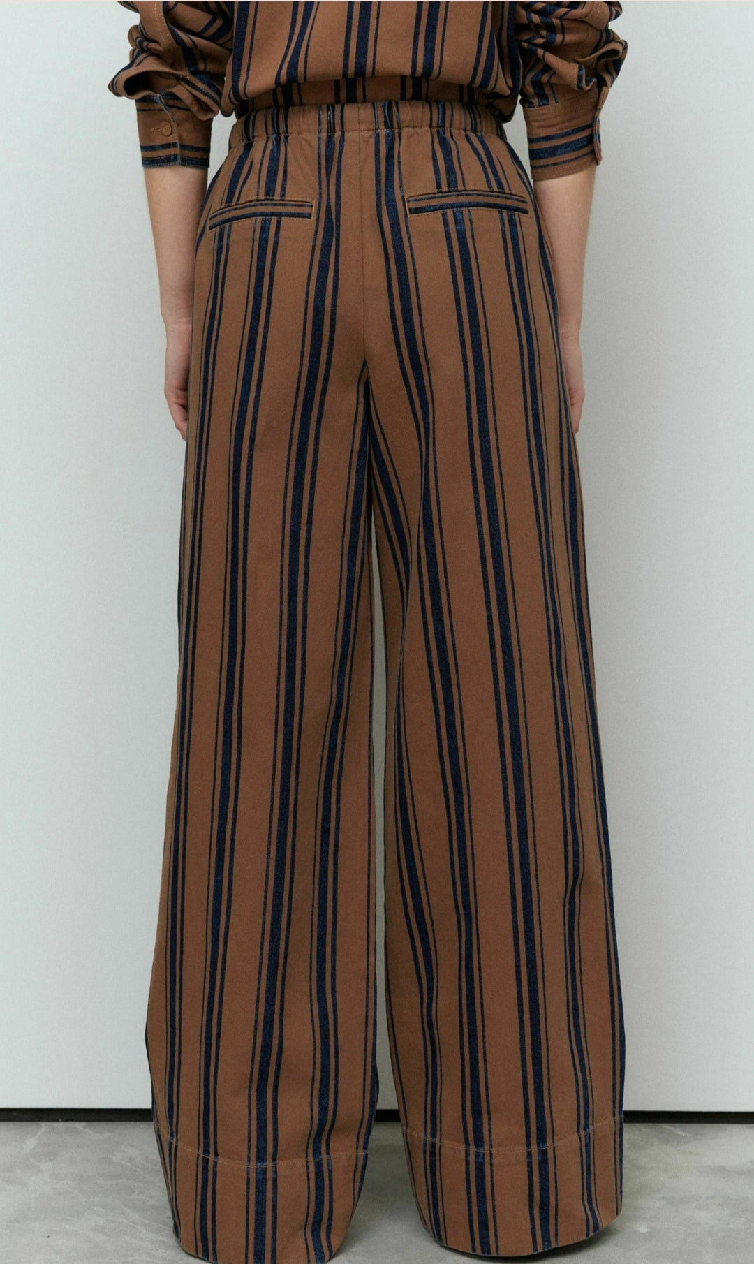 Striped Elasticated Waist Band Wide Leg