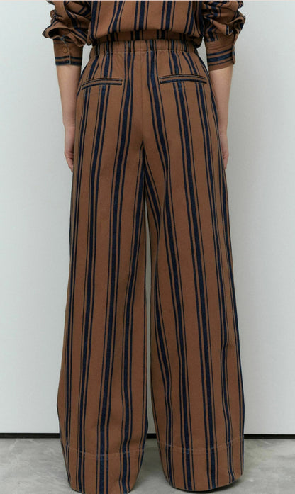 Striped Elasticated Waist Band Wide Leg