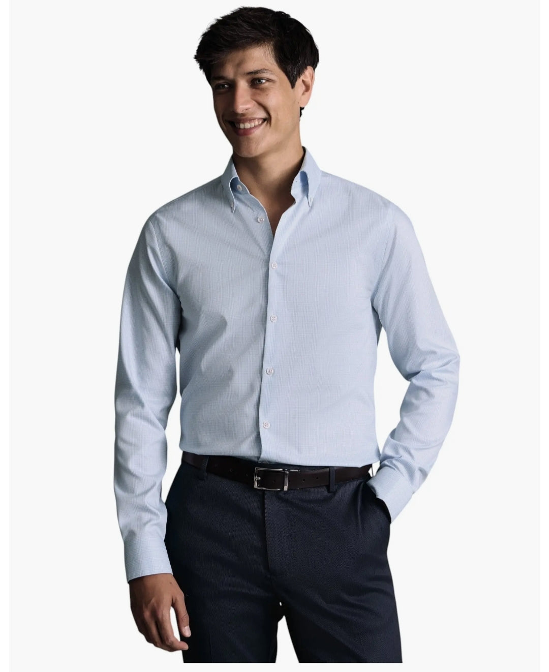 Button Down Oxford Prince of Wales Check Slim Fit Shirt