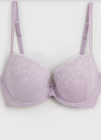 Lilac Broderie Full Cup Padded Bra