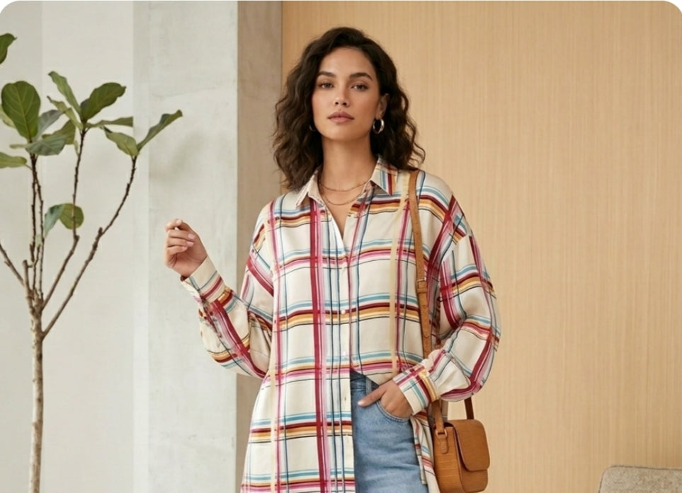 Multi Oversized Check Shirt