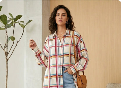 Multi Oversized Check Shirt