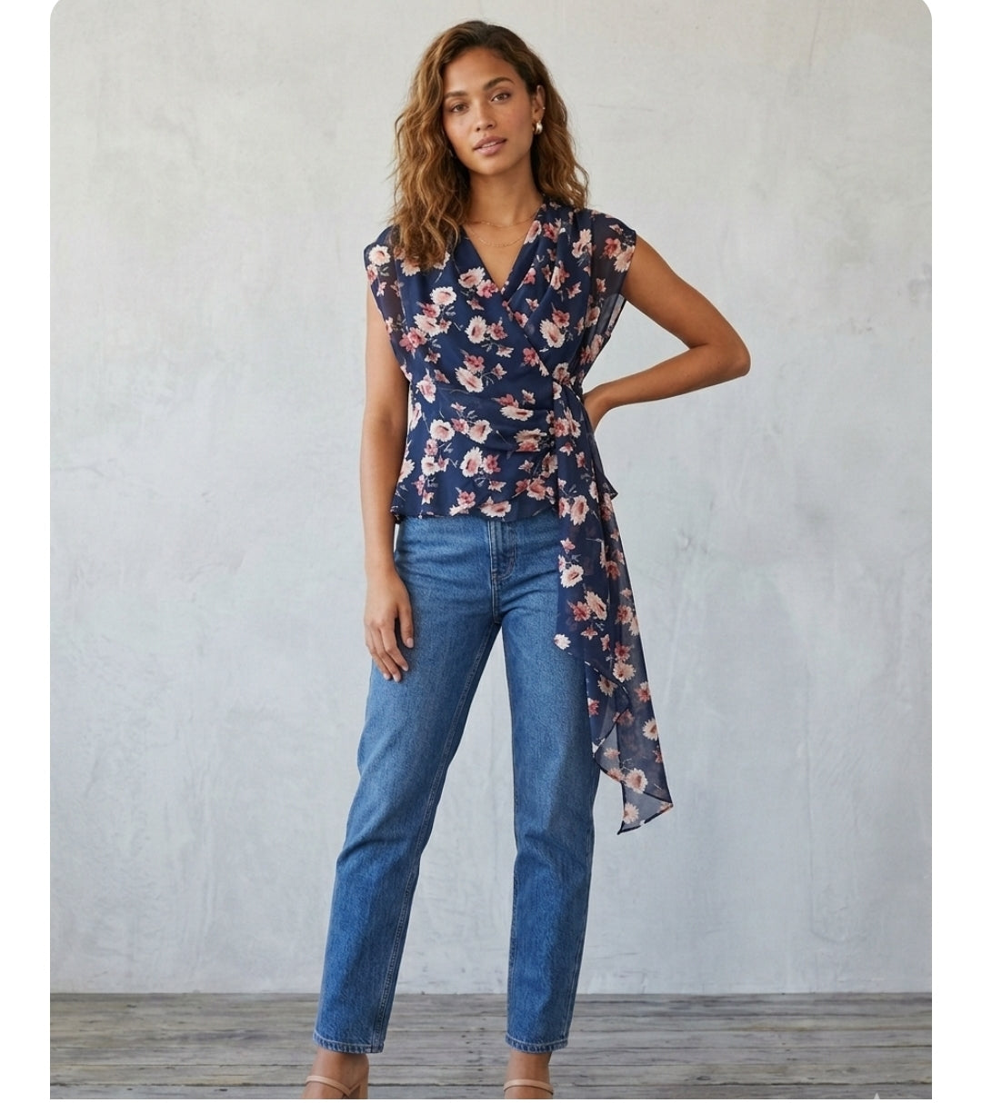 Floral Chiffon Wrap Top