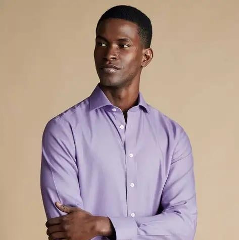 Double Cuff Extra Slim Cutaway Collar Non-Iron Mayfair Weave Shirt - Purple