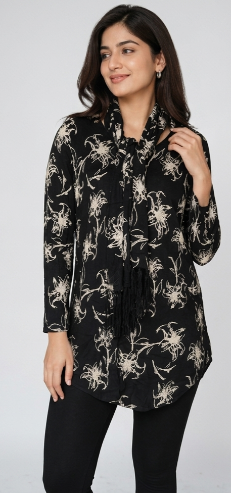 Tunic Black Print Top
