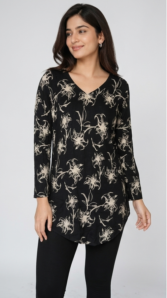 Tunic Black Print Top