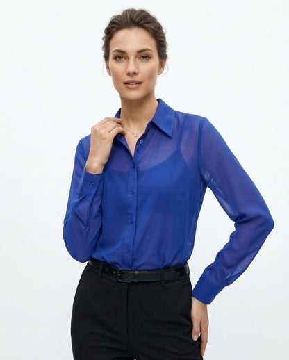 Chiffon button-down blouse
