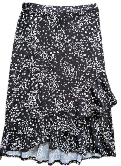 Floral Ruffle Midi Skirt