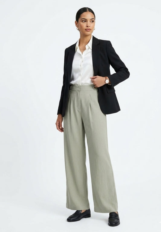 Wide Leg Pleated Trouser