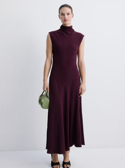 High Drape Neck Long Dress
