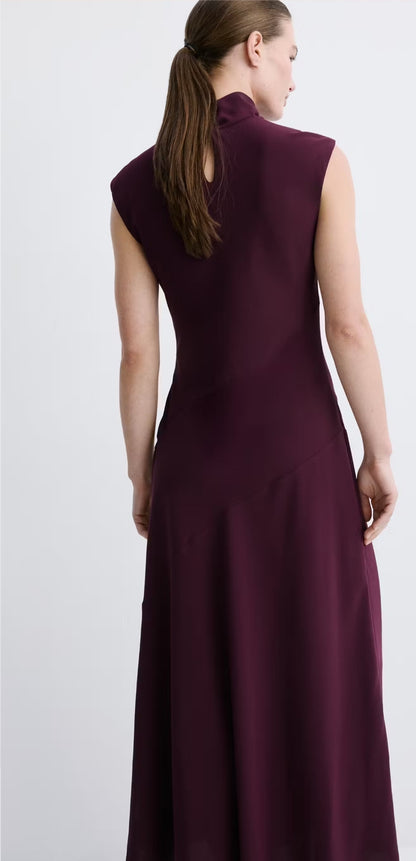 High Drape Neck Long Dress