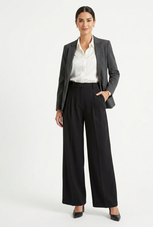 High waist Pleated Wide Leg Trouser