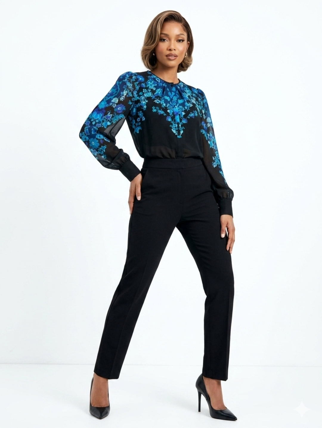 High Neck Notch Blouse