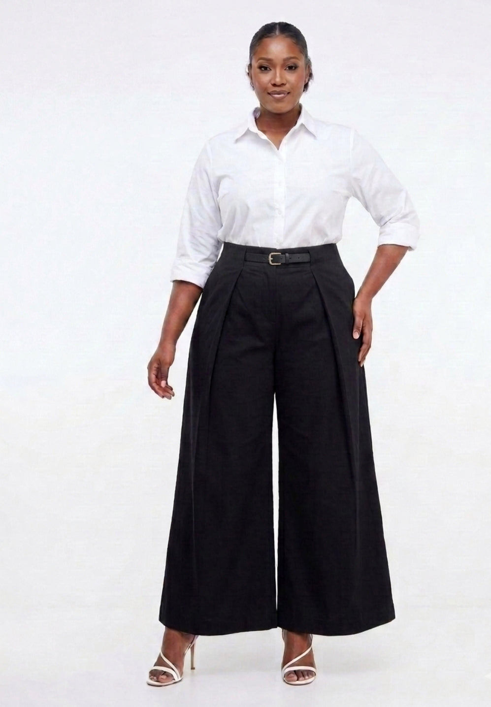 Wide Leg Inverted Pleat Trouser