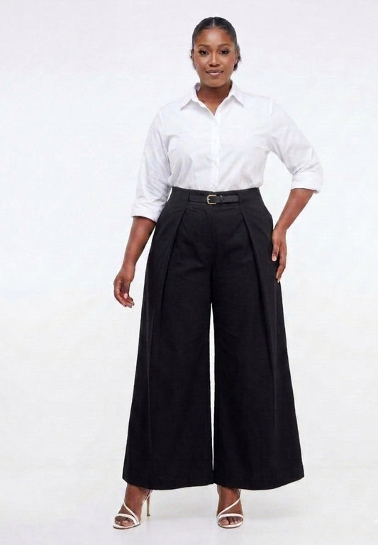 Wide Leg Inverted Pleat Trouser