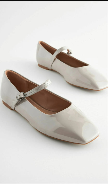 WIDE FIT Forever Comfort Square Toe Mary Jane - Ankle strap ballet pumps - grey