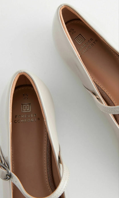 WIDE FIT Forever Comfort Square Toe Mary Jane - Ankle strap ballet pumps - grey