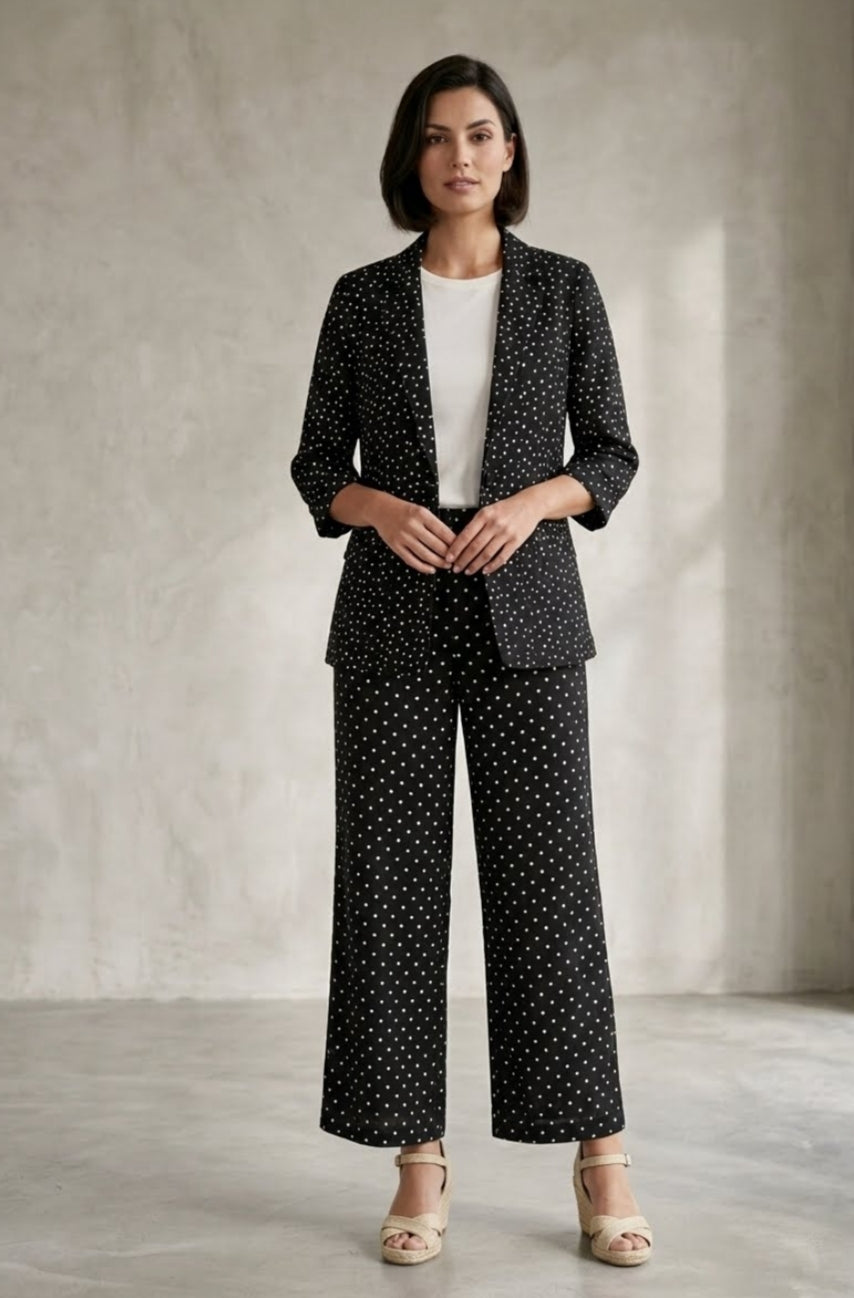 Linen Trouser And Open Front Blazer Set