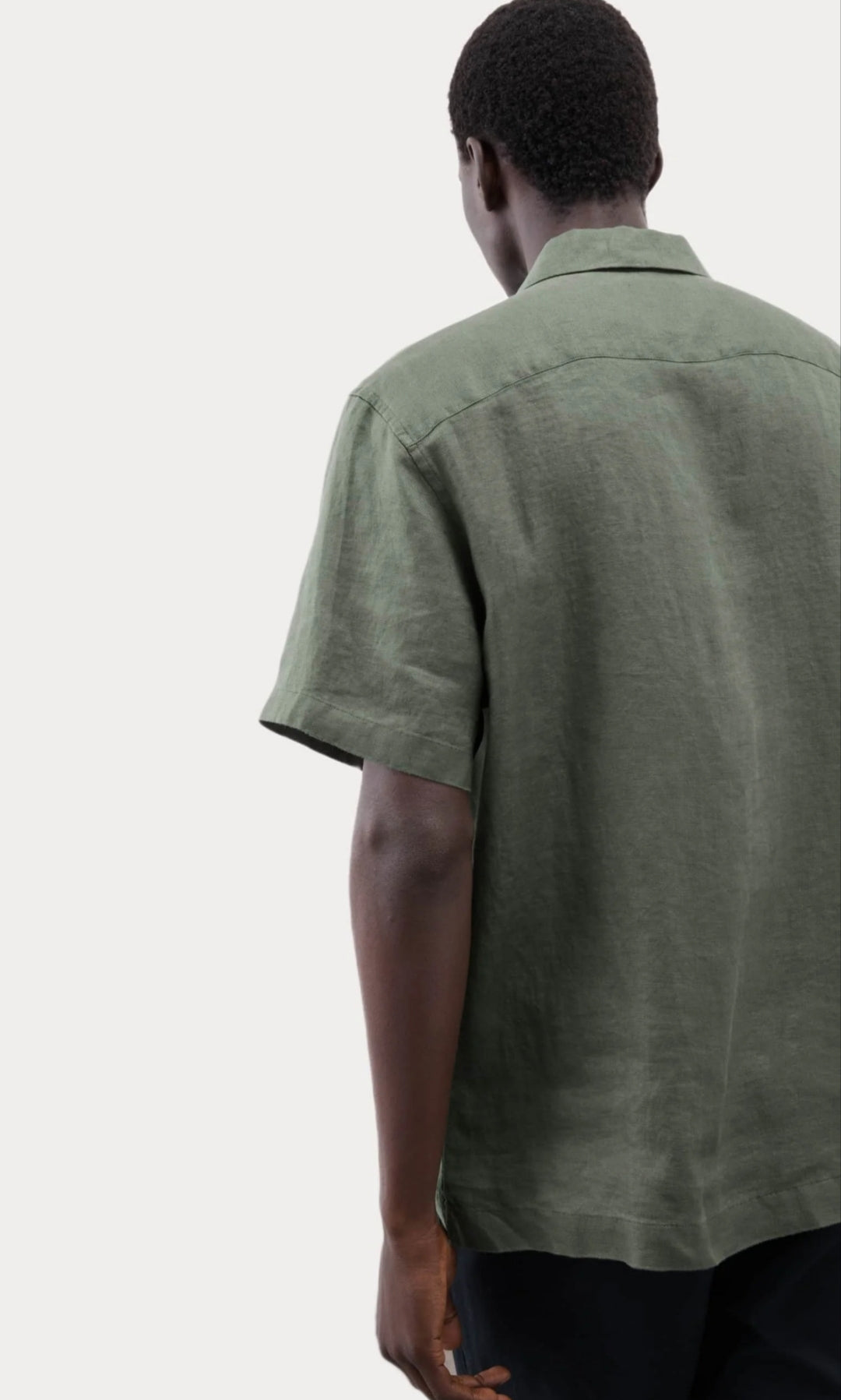 Herringbone Cubana Collar Shirt - Green