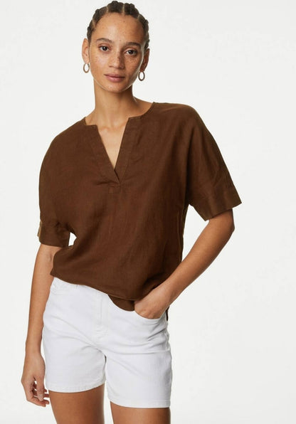 V Neck Popover Blouse