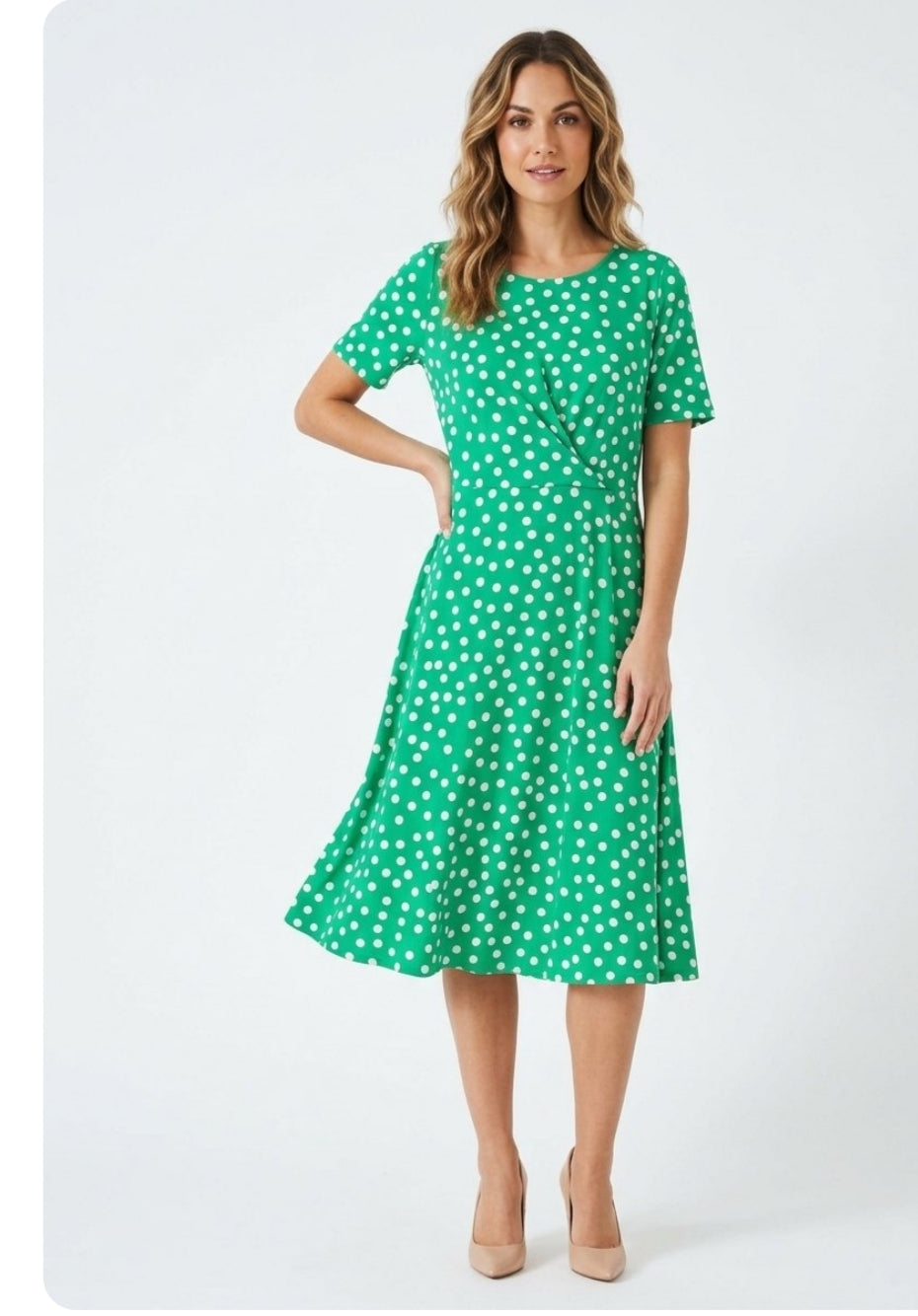 Polka-dot Midi Dress Crossover Bodice