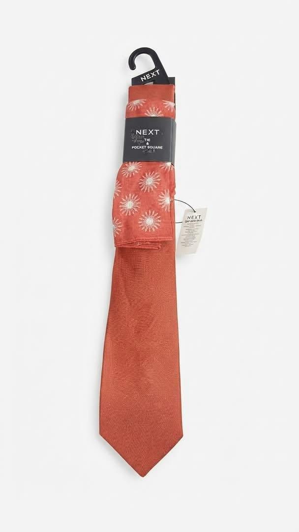 Orange Silk Tie and Pocket Square Set