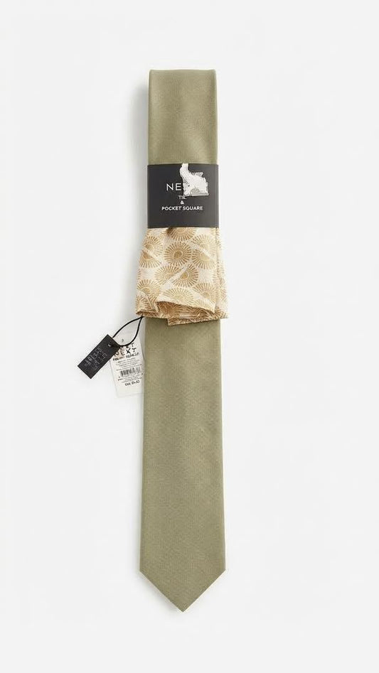 Gold Silk Tie And Pocket Square Set