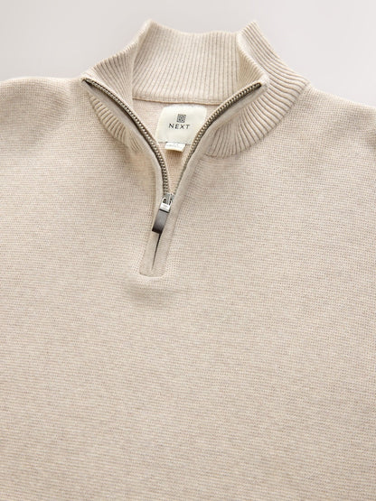 Oatmeal Plain Quarter Zip Sweatshirts