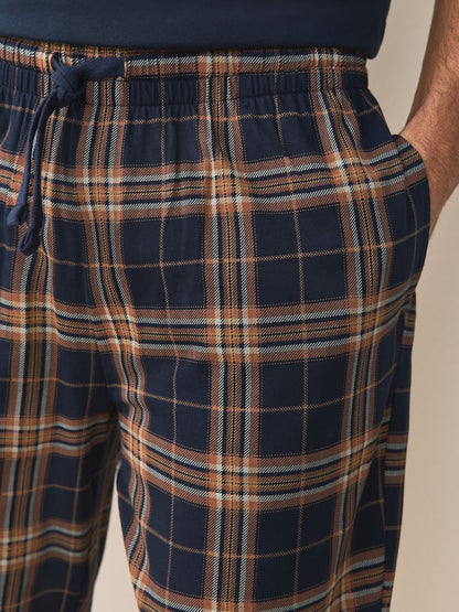 Navy Blue/ Rust Check Motionflex Cosy Pyjamas