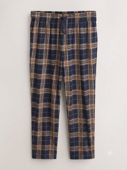 Navy Blue/ Rust Check Motionflex Cosy Pyjamas