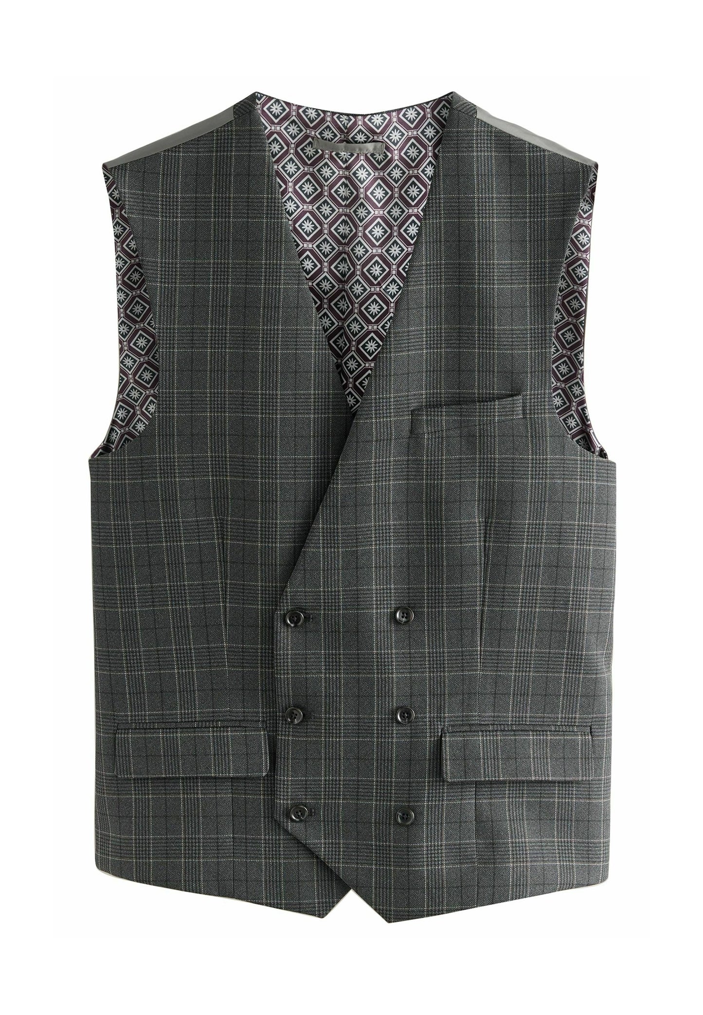 Next Regular Fit Check Suit Waistcoat