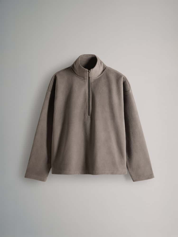 3 Pack Quarter Zip Microfleece Jumpers Black/Taupe Brown/Gray