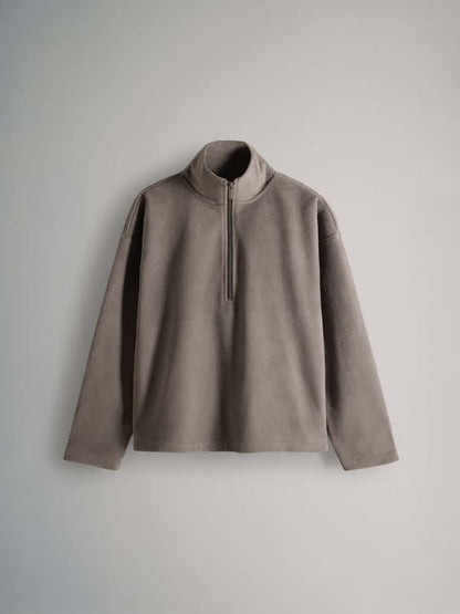 3 Pack Quarter Zip Microfleece Jumpers Black/Taupe Brown/Gray