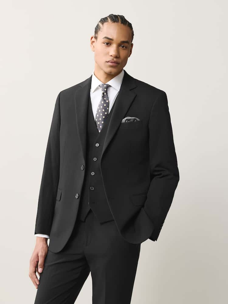 Black Regular Fit Essential Suit Jacket