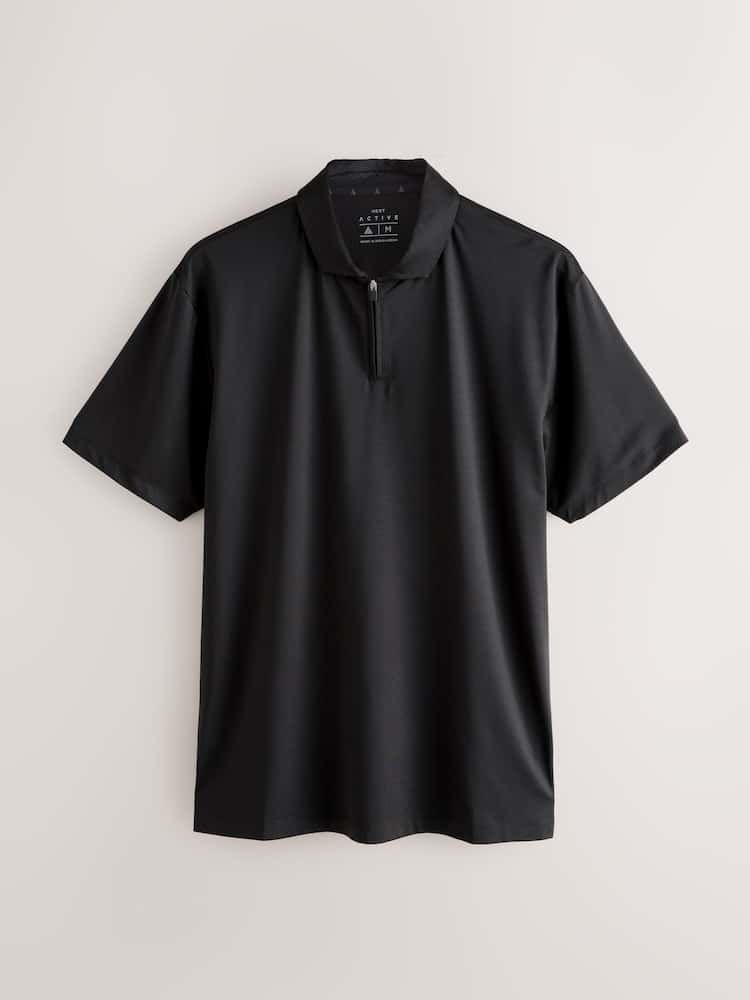 Black Active Textured Training Polo Shirt