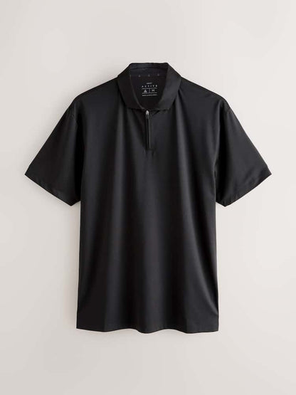 Black Active Textured Training Polo Shirt