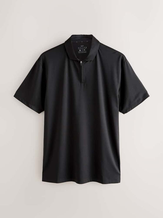 Black Active Textured Training Polo Shirt