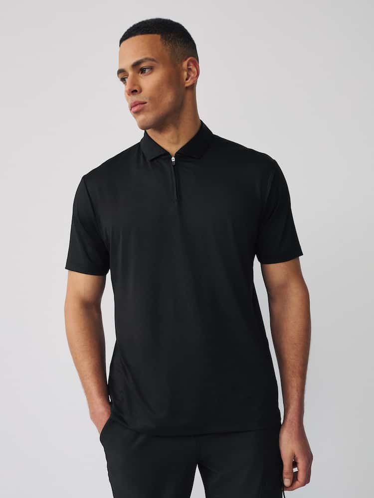 Black Active Textured Training Polo Shirt