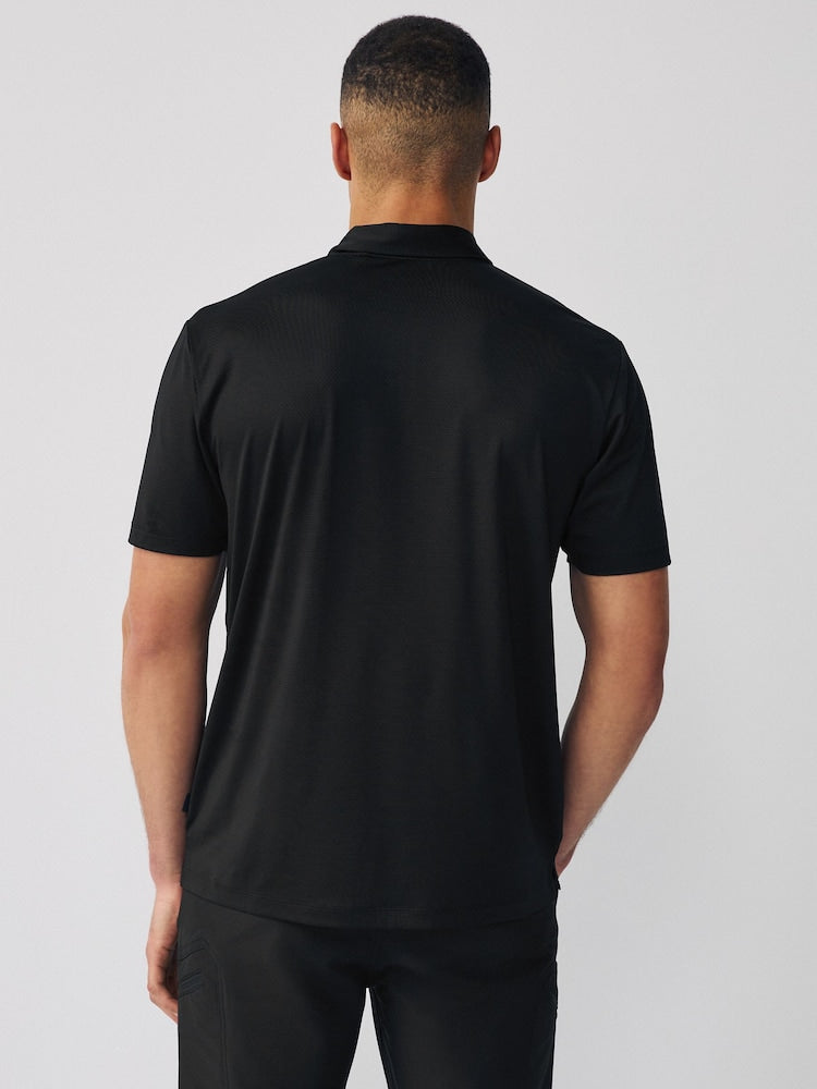 Black Active Textured Training Polo Shirt