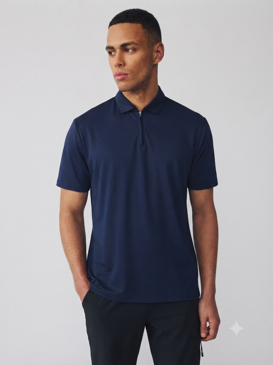 Blue Active Textured Training Polo Shirt