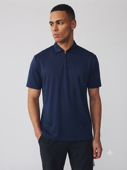 Blue Active Textured Training Polo Shirt