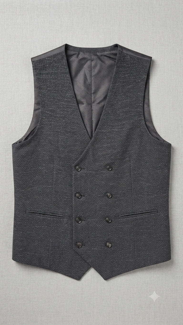 Charcoal Grey Double-Breasted Waistcoat
