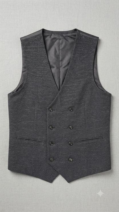 Charcoal Grey Double-Breasted Waistcoat