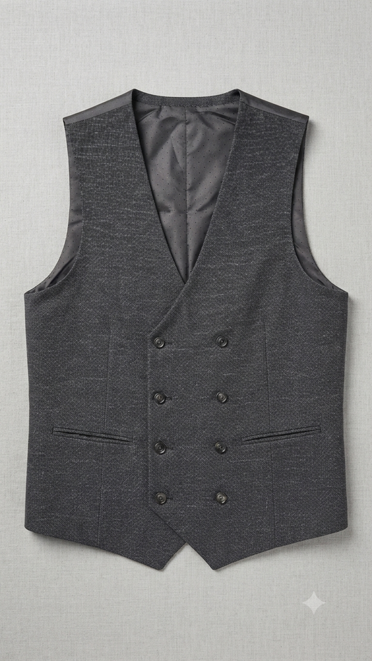 Charcoal Grey Double-Breasted Waistcoat