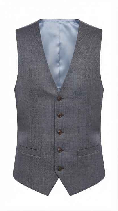 Natural Stretch Twill Suit Waistcoat With Grey Lining
