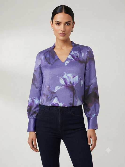 Lipsy Floral Print V-Neck Blouse