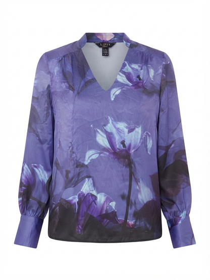 Lipsy Floral Print V-Neck Blouse