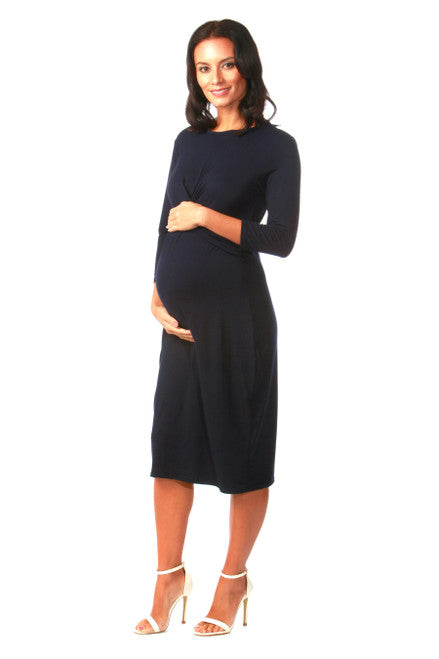 Maternity Black Twist Front Bodycon Dress