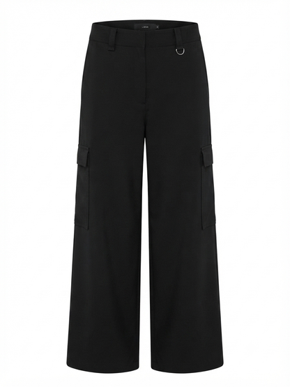 Next Wide Leg Black Cargo Trousers
