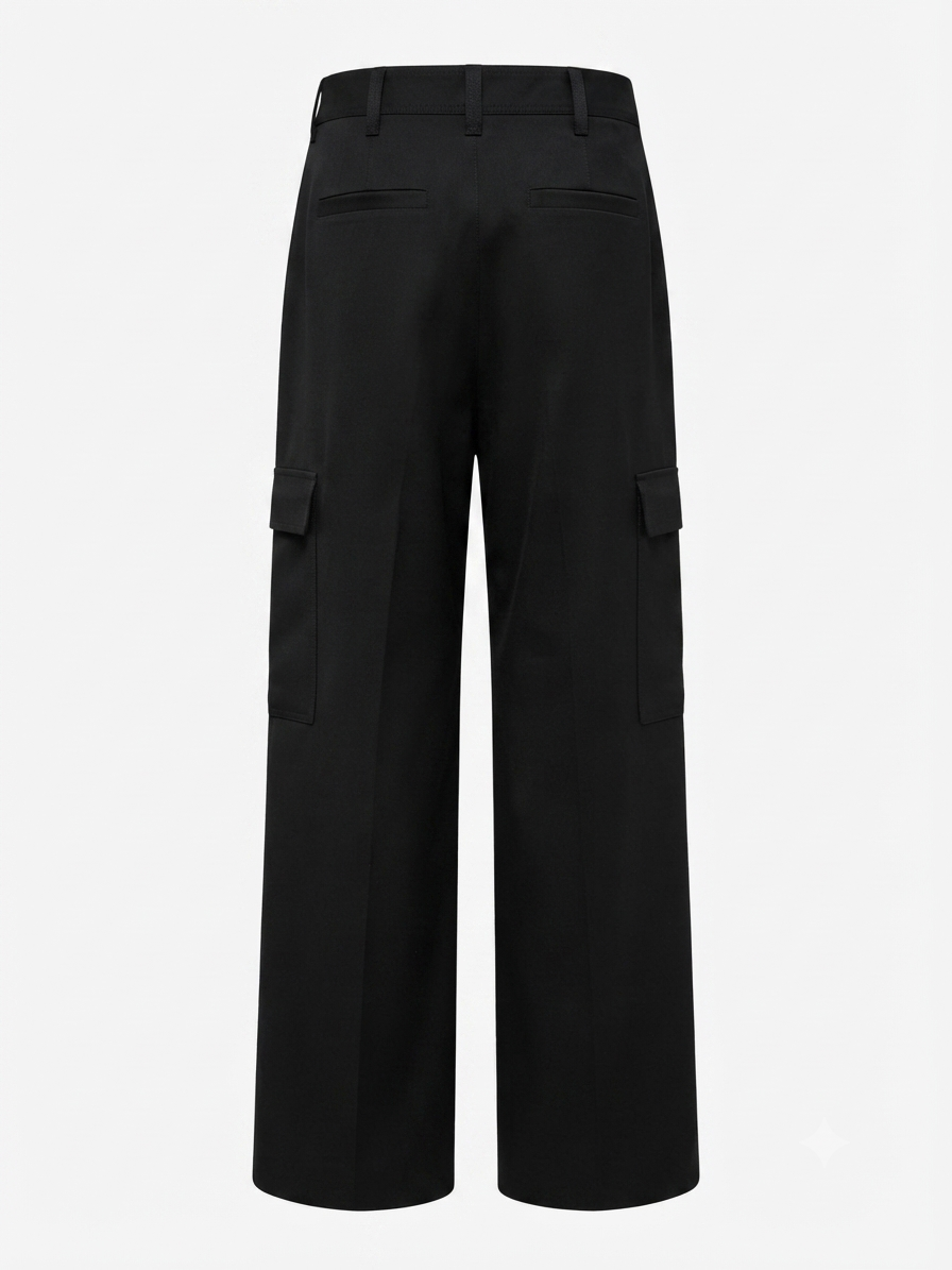 Next Wide Leg Black Cargo Trousers